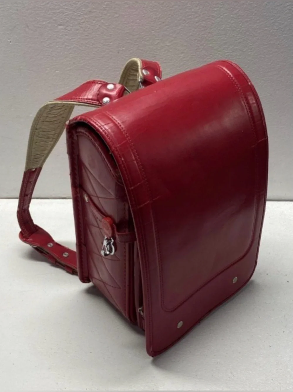 RARE back to school Vintage RARA Randoseru Japanese Red Leather Backpack